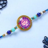 Om Dial Beaded Blue Rakhi